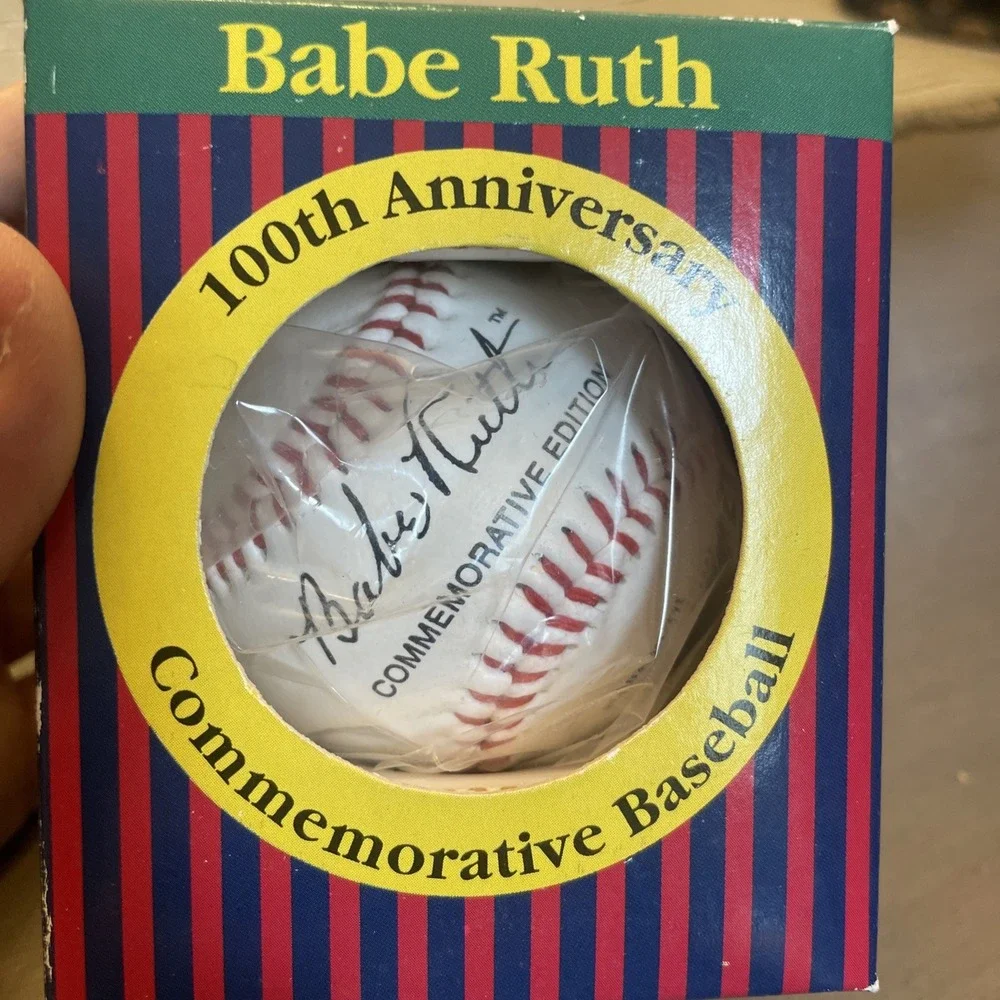 Babe Ruth Printed Signed  Baseball In Bag Certificate Of Authenticity 100th Ann.